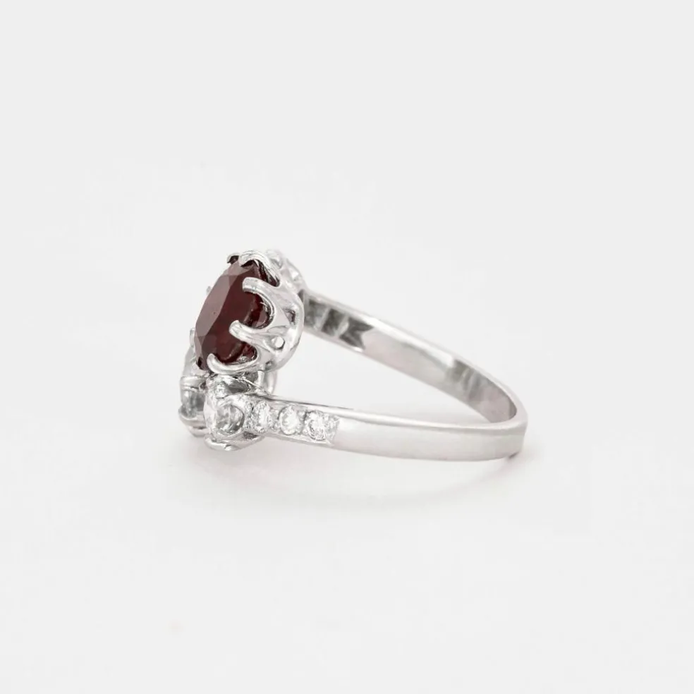 Bague Toi et Moi or gris diamants et rubis