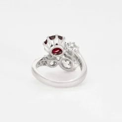 Bague Toi et Moi or gris diamants et rubis