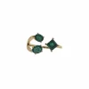 Bague "toi et moi" or jaune 18 carats sertie de 3 émeraudes