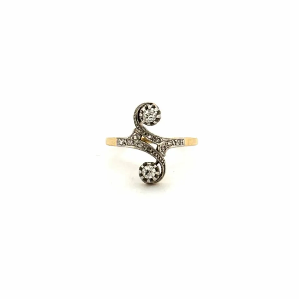 Bague Toi et Moi Or Jaune Diamants