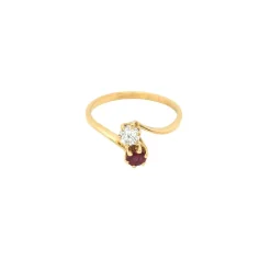 Bague Toi et Moi or jaune diamant et rubis