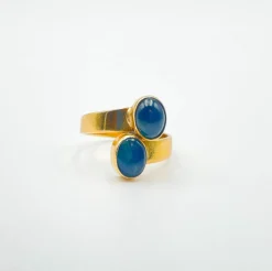 Bague Toi et Moi Or jaune Saphirs Etoilés