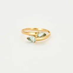 Bague Toi et Moi or jaune aigues-marines