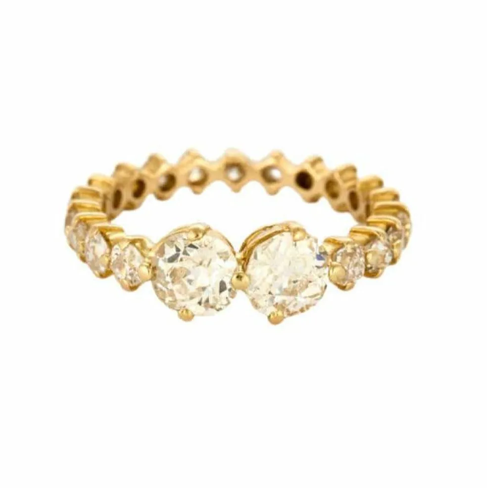 Bague toi et moi, or jaune et diamants