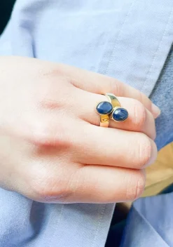 Bague Toi et Moi Or jaune Saphirs Etoilés