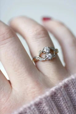 Bague "Toi et Moi" Or jaune Platine Diamants