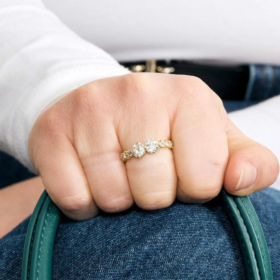 Bague toi et moi, or jaune et diamants