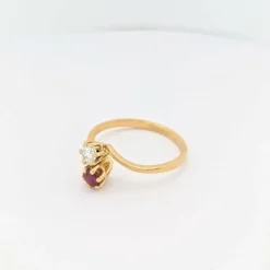 Bague Toi et Moi or jaune diamant et rubis