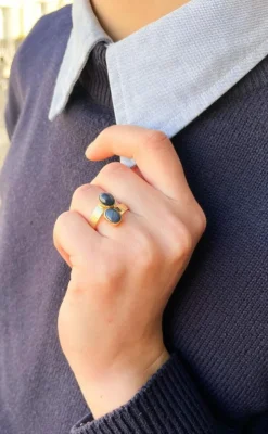 Bague Toi et Moi Or jaune Saphirs Etoilés