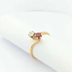 Bague Toi et Moi or jaune diamant et rubis