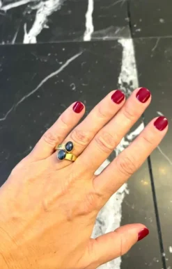 Bague Toi et Moi Or jaune Saphirs Etoilés