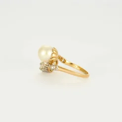 Bague Toi et Moi or jaune et gris perle et diamants