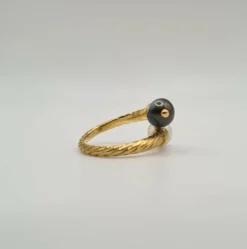 Bague Toi et moi or jaune sertie de diamants et perles de culture et Tahiti
