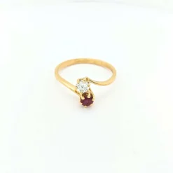 Bague Toi et Moi or jaune diamant et rubis