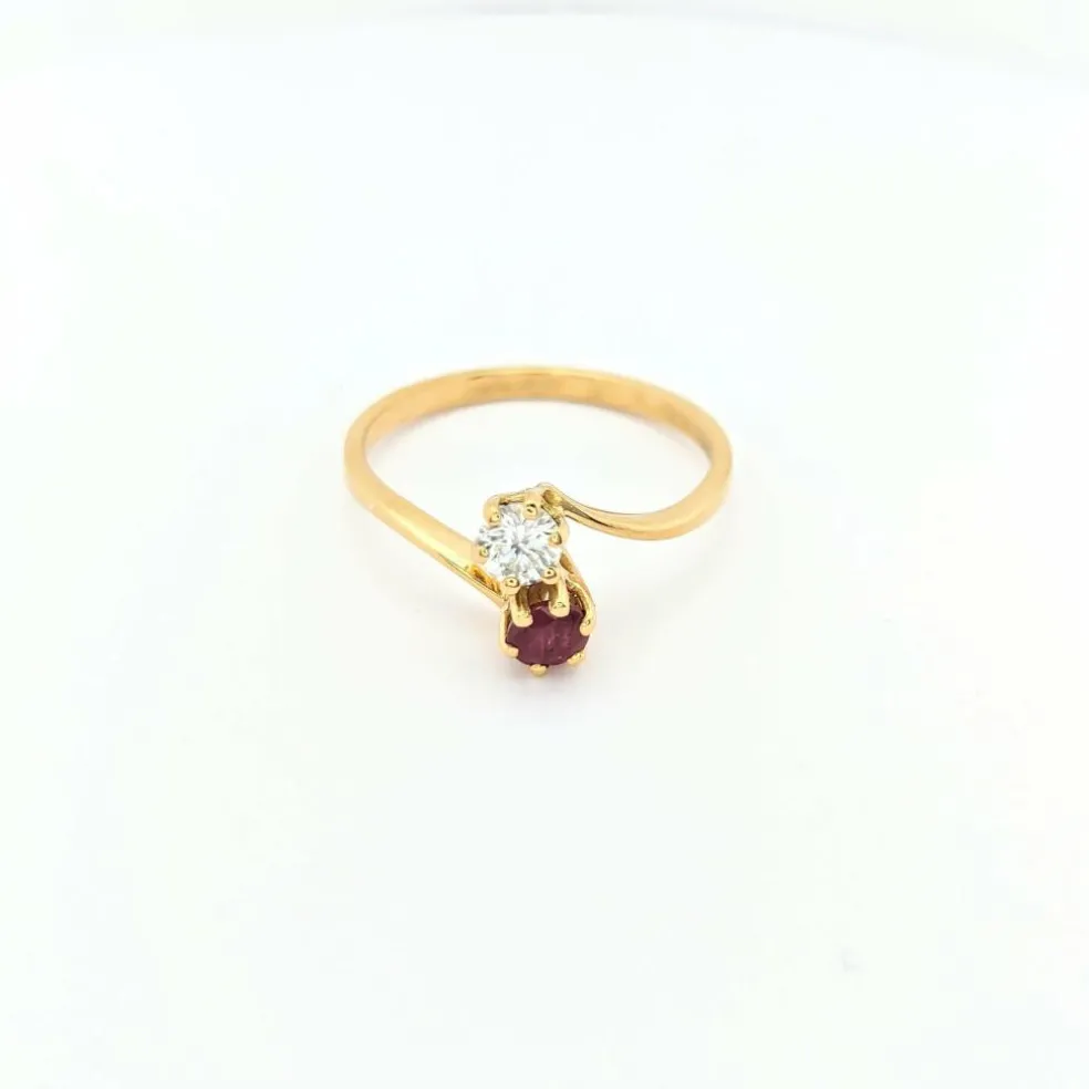 Bague Toi et Moi or jaune diamant et rubis