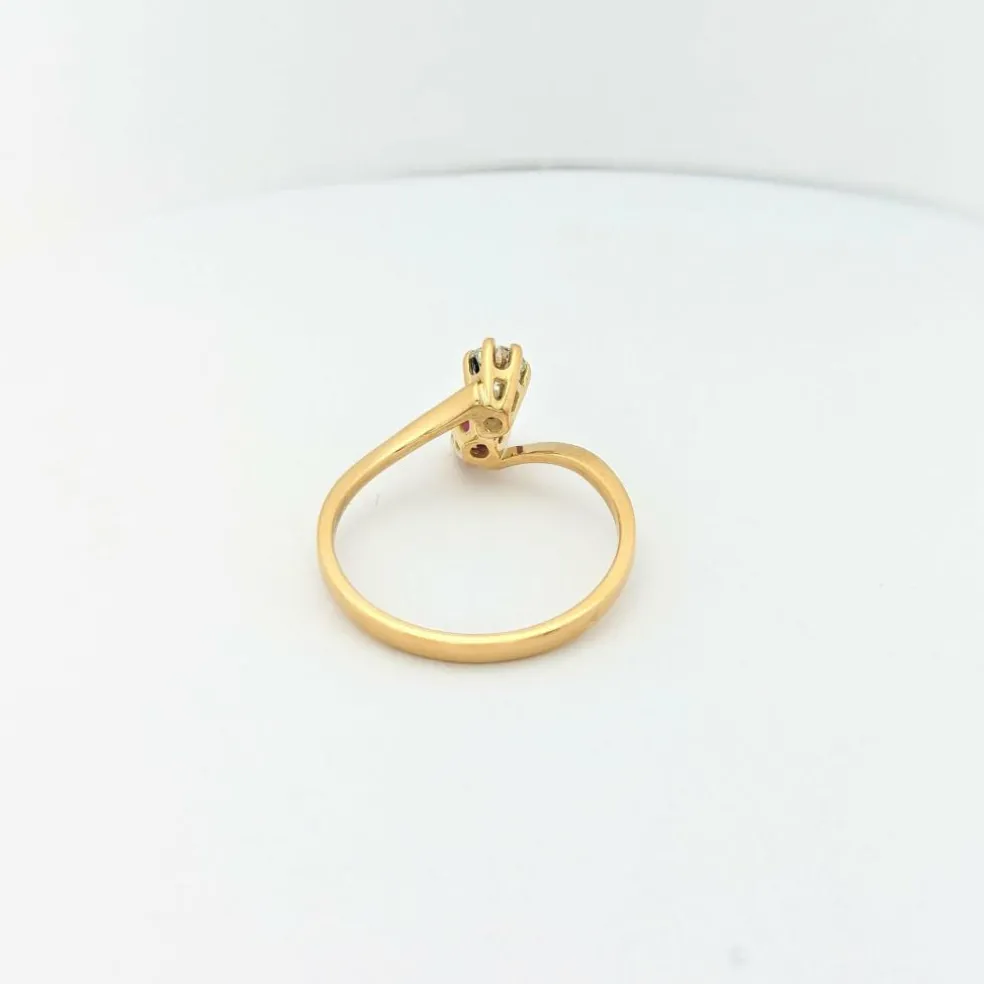 Bague Toi et Moi or jaune diamant et rubis