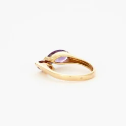 Bague toi et moi or jaune, améthyste et tourmaline