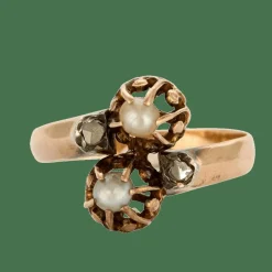 Bague Toi et Moi or rose, perles et diamants