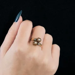 Bague Toi et Moi or rose, perles et diamants