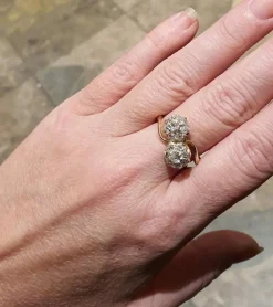 Bague toi et moi or rose pavage diamants