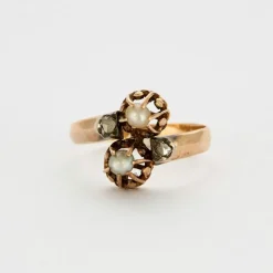 Bague Toi et Moi or rose, perles et diamants