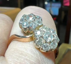 Bague toi et moi or rose pavage diamants