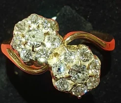 Bague toi et moi or rose pavage diamants