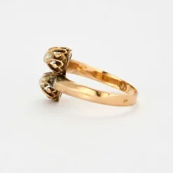 Bague Toi et Moi or rose, perles et diamants