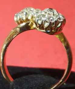 Bague toi et moi or rose pavage diamants