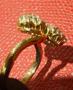 Bague toi et moi or rose pavage diamants