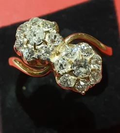Bague toi et moi or rose pavage diamants
