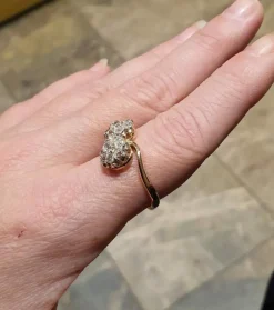 Bague toi et moi or rose pavage diamants