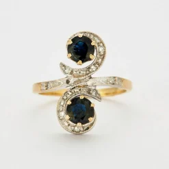 Bague Toi et Moi or saphirs et diamants