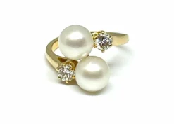 Bague toi et moi perles et diamants