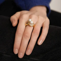 Bague Toi et Moi perles et Diamants