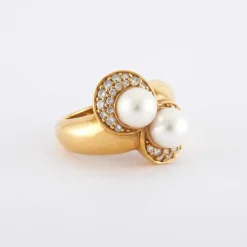 Bague Toi et Moi perles et Diamants