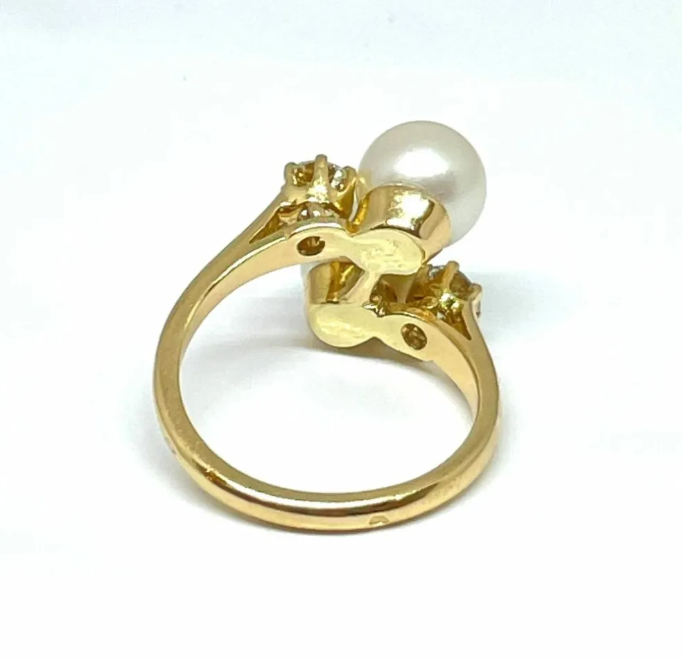 Bague toi et moi perles et diamants