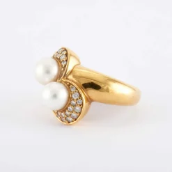 Bague Toi et Moi perles et Diamants