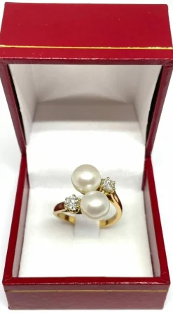 Bague toi et moi perles et diamants
