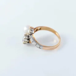 Bague toi et moi perles fine diamant