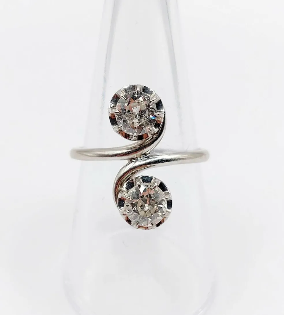 Bague Toi et Moi platine diamants 1920's