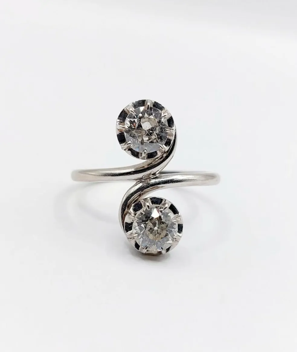 Bague Toi et Moi platine diamants 1920's