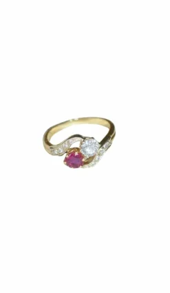 Bague Toi et Moi Rubis Birman et Diamants