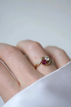 Bague Toi et Moi Rubis Birman et Diamants