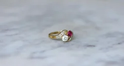 Bague Toi et Moi Rubis Birman et Diamants