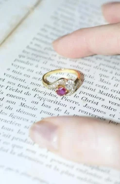Bague Toi et Moi Rubis Birman et Diamants