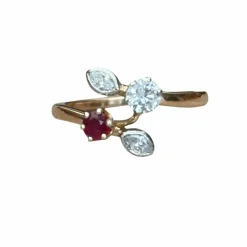 Bague Toi et Moi rubis diamants
