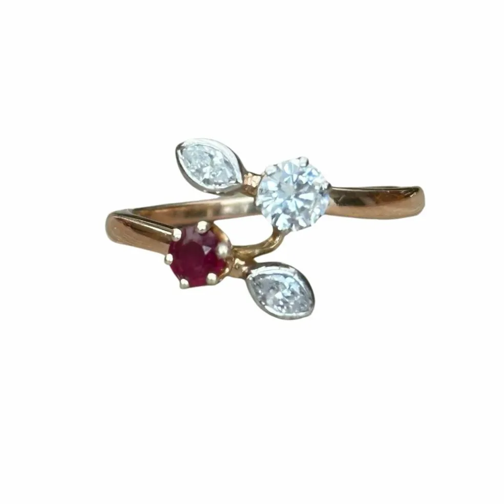 Bague Toi et Moi rubis diamants