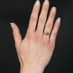 Bague Toi et Moi rubis diamant or jaune