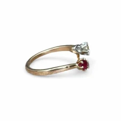 Bague Toi et Moi rubis diamants